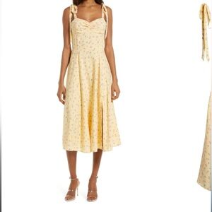 Bardot yellow floral midi dress. New with tags.
